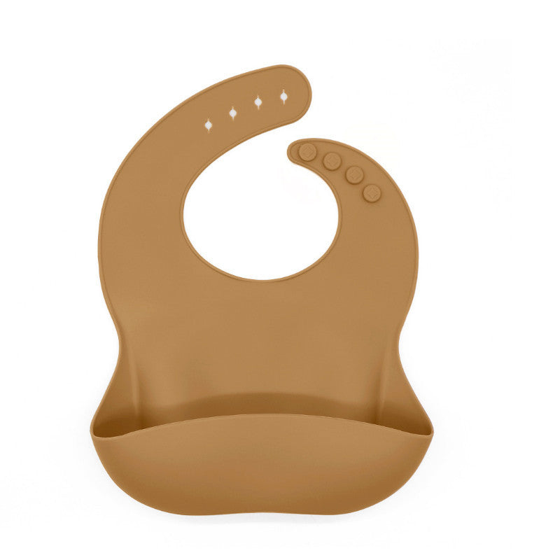 Brown silicone bib on a white background