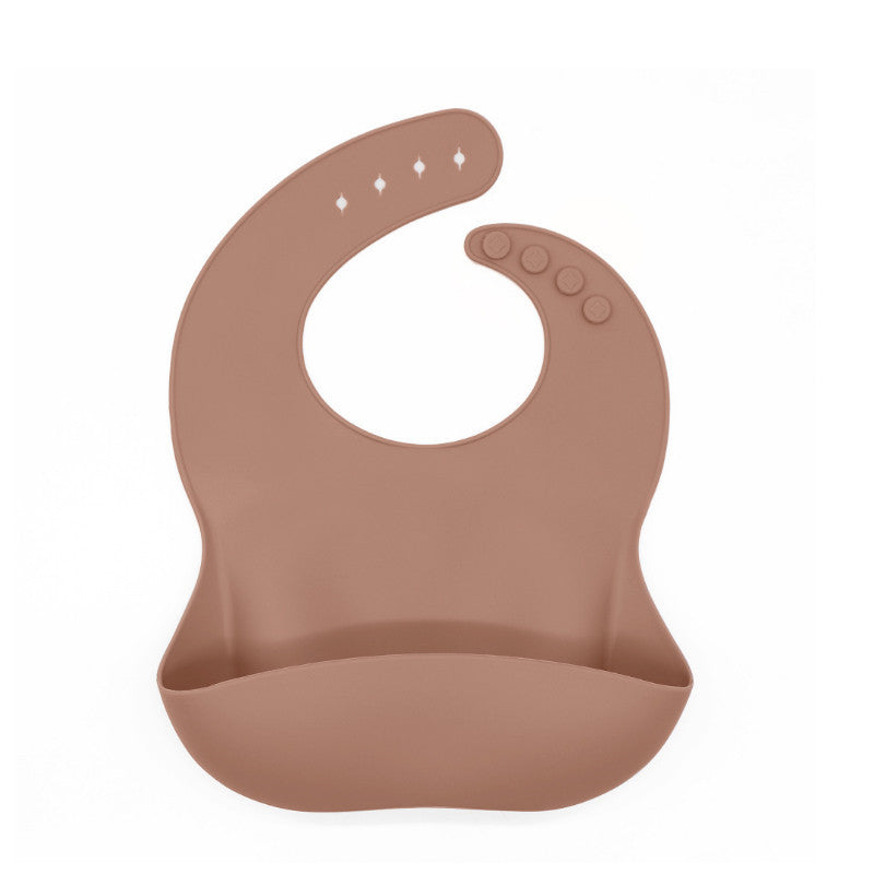 Brown silicone bib on a white background