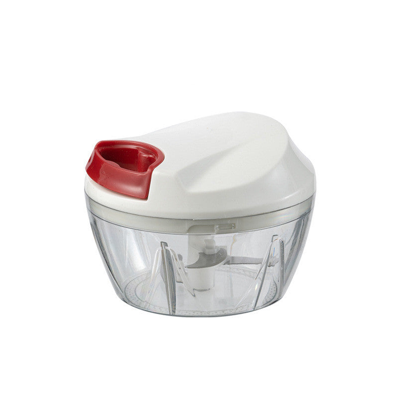 White and red hand chopper on a white background