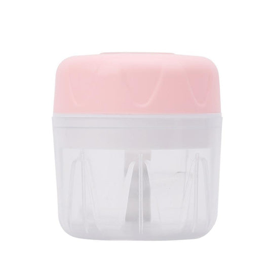 Pink and white container on a white background