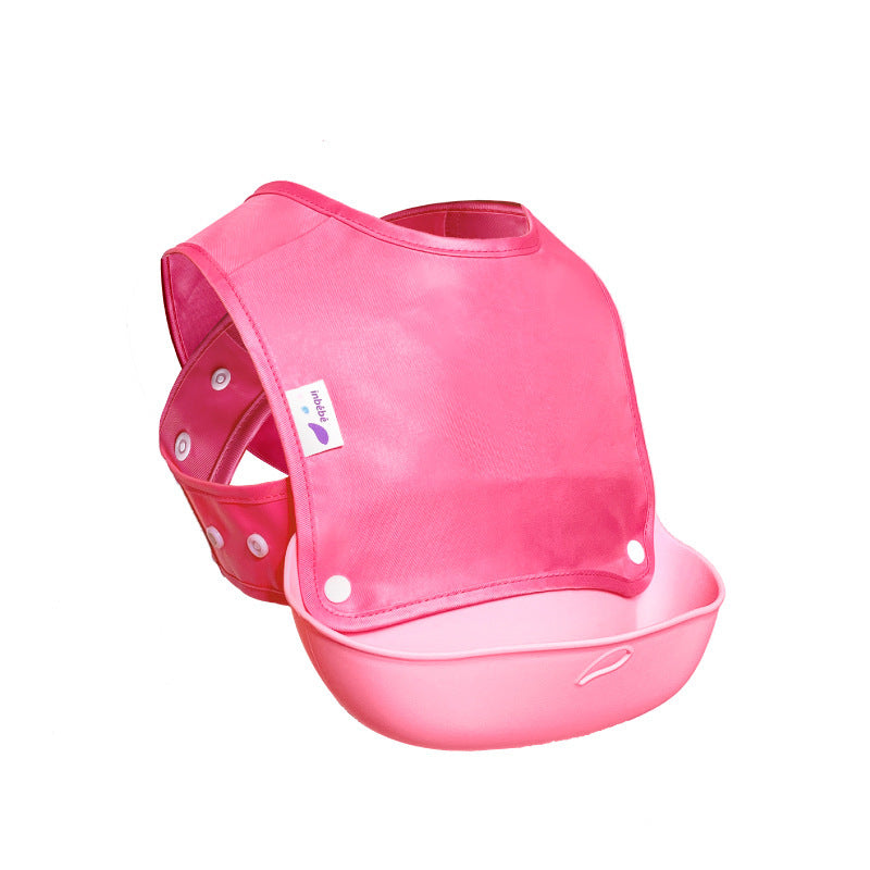 Pink baby bib with a white background