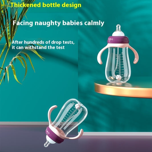 Thickened bottle design with text on a green background