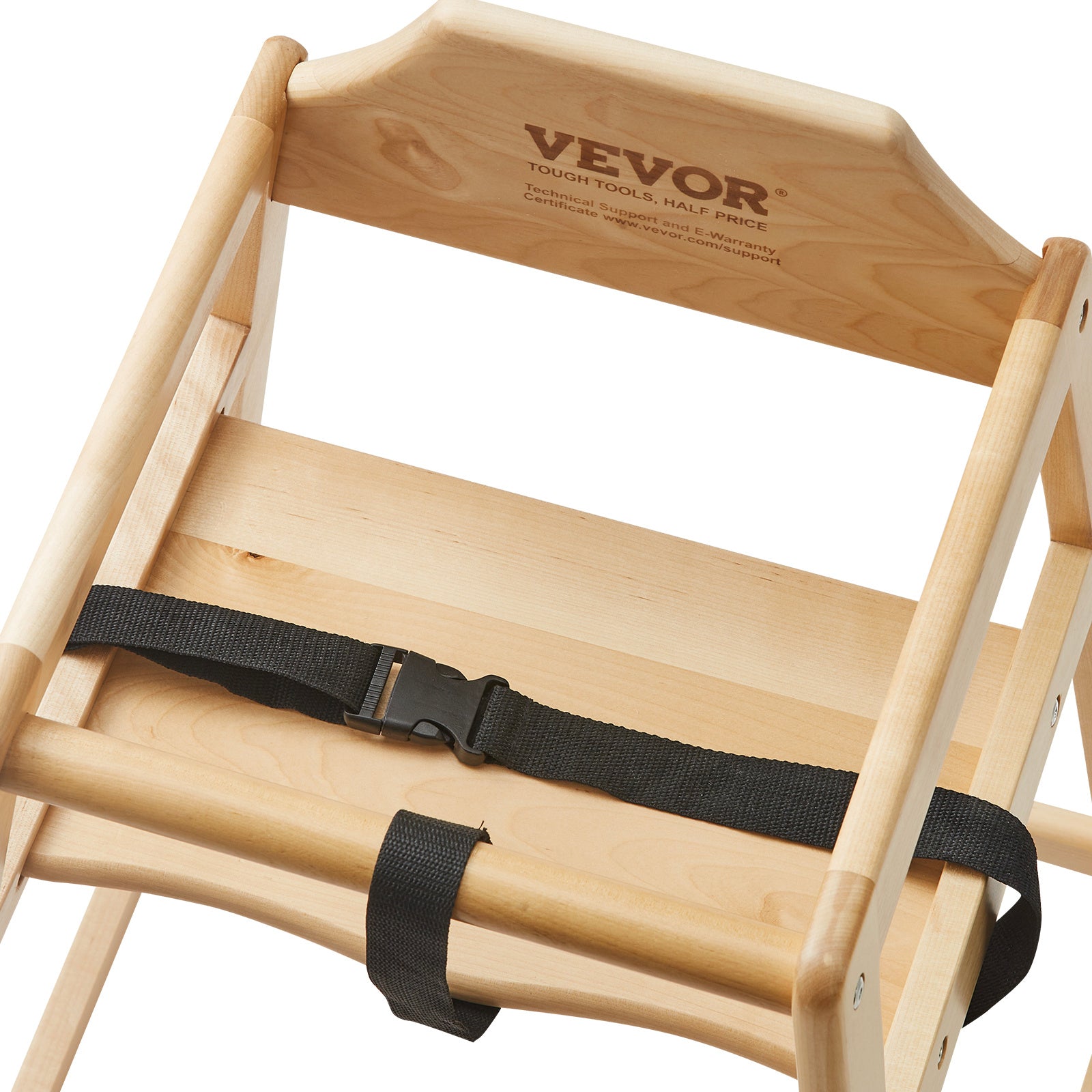 Wooden step ladder with black strap and Vevor branding on a white background