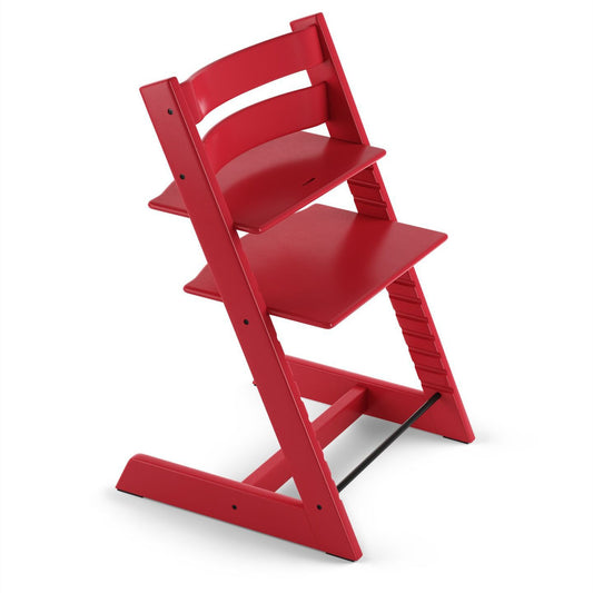 Red wooden chair on a white background