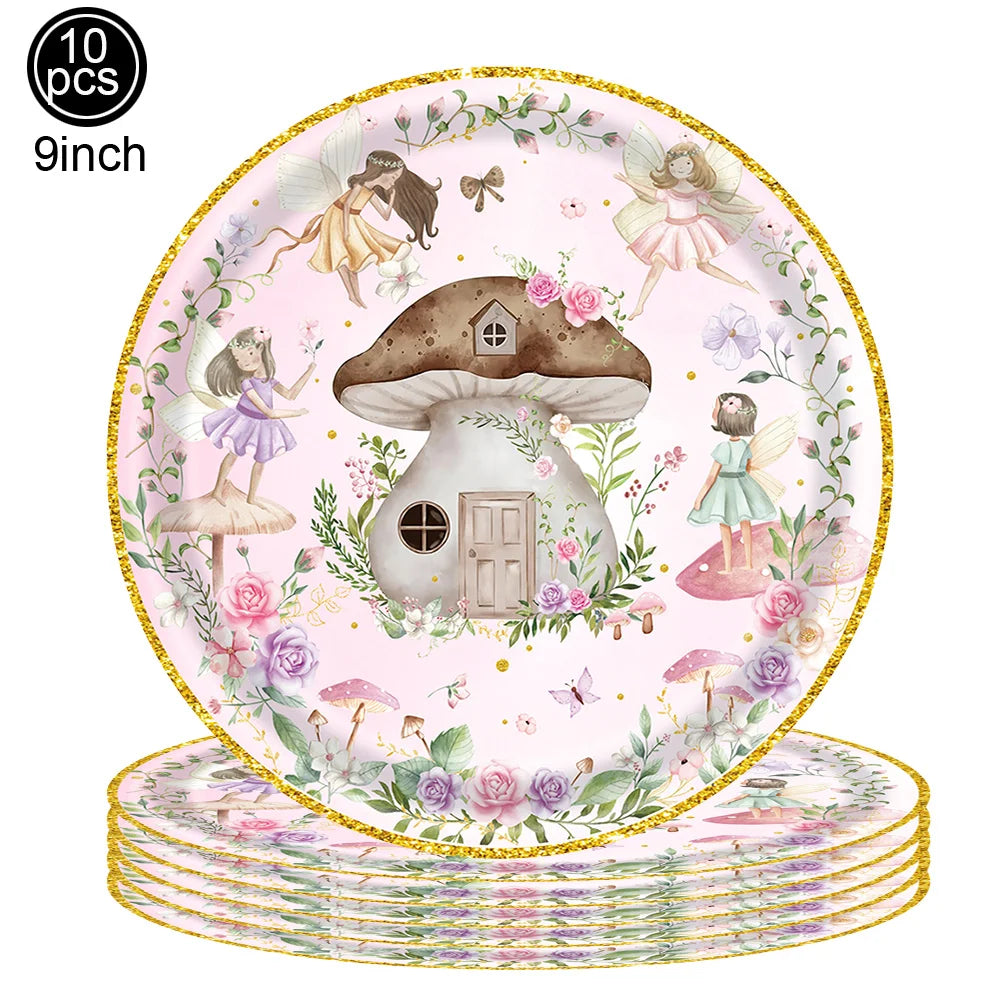 Whimsical Pink Butterfly Fairy Disposable Tableware Set – Perfect for Girls' Birthday Parties, Weddings, and Baby Showers!