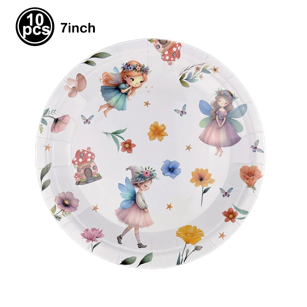 Whimsical Pink Butterfly Fairy Disposable Tableware Set – Perfect for Girls' Birthday Parties, Weddings, and Baby Showers!