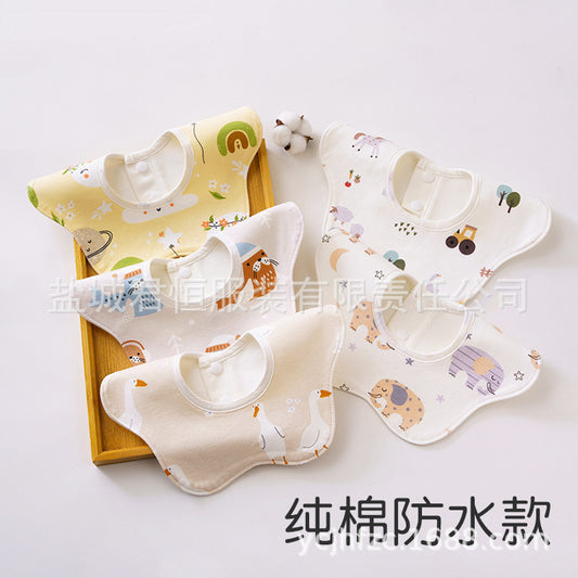 Set of baby bibs with animal patterns on a white background