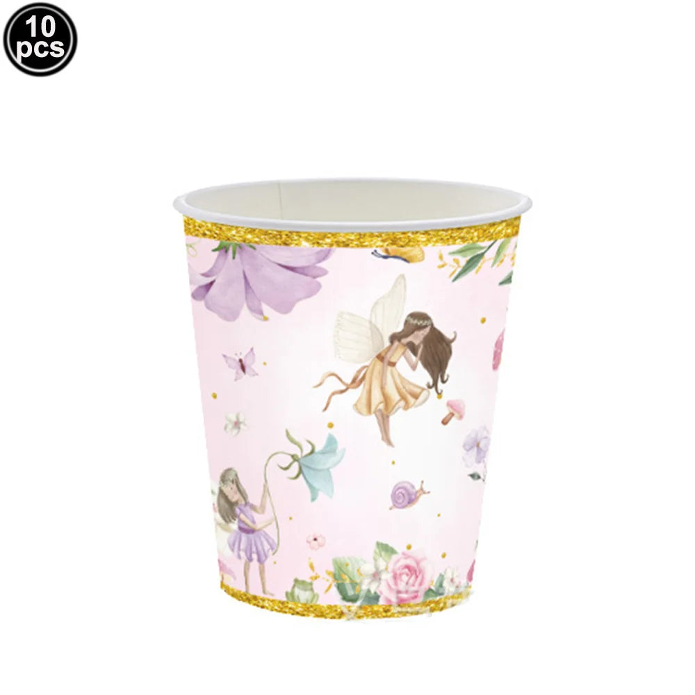 Whimsical Pink Butterfly Fairy Disposable Tableware Set – Perfect for Girls' Birthday Parties, Weddings, and Baby Showers!