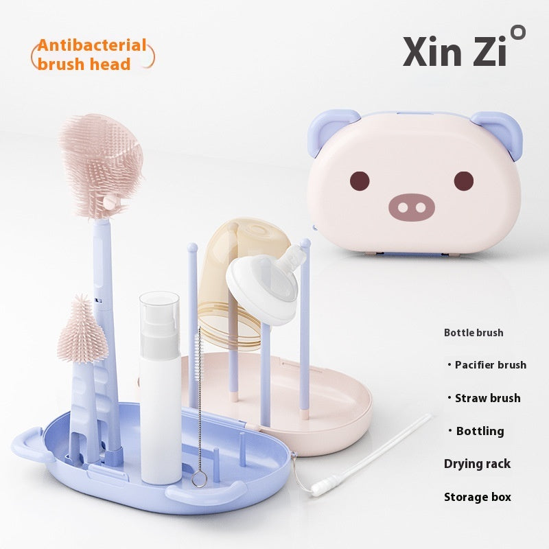 Bottol Silicone Baby Bottle Brush Set – Special Washing Kit with Storage Box | Durable, Hygienic & Space-Saving Cleaning Essentials for Infant Feeding Bottles