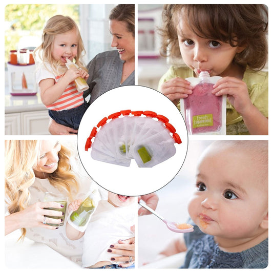 Collage of children using a product, with close-up of the product in the center.