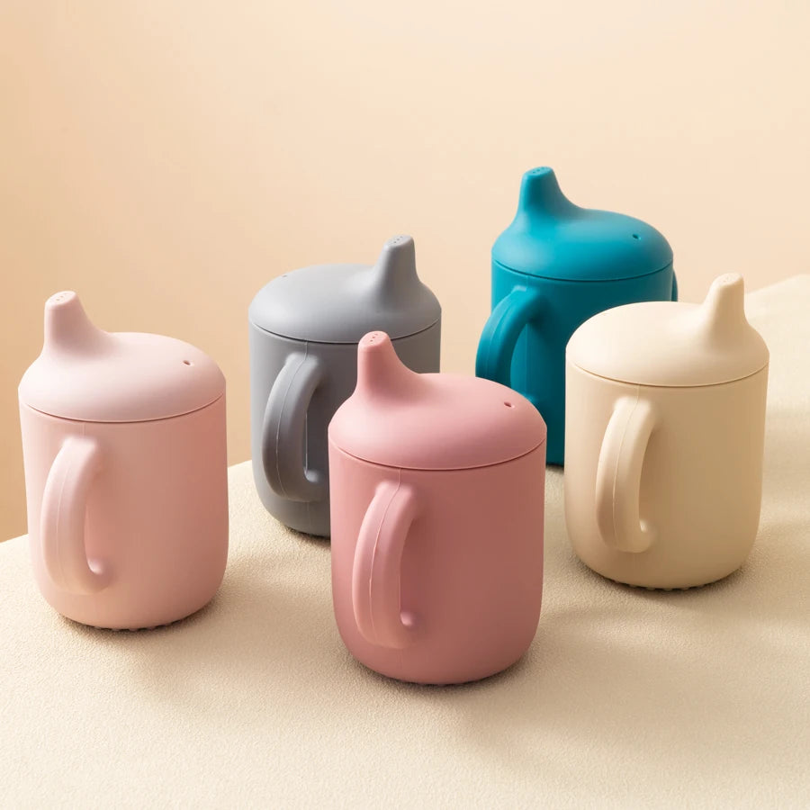 Portable Silicone Baby Feeding Cups - Ideal for Infants and Toddlers with Easy Grip Handles