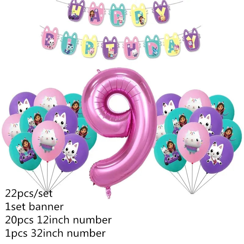 Charming Pink Gabby Dollhouse Birthday Party Supplies - Disposable Tableware, Cups, Plates, Balloons & Banners for Girls Baby Showers!