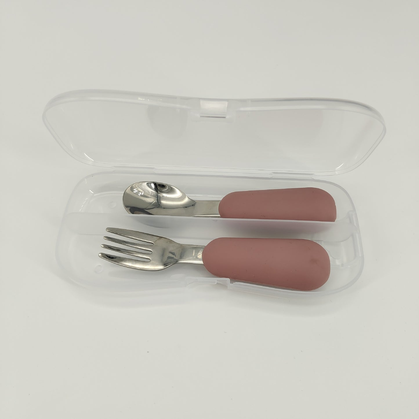LittleBite Stainless Steel Spoon and Fork Baby Eating Set – Short Handle Training Tableware with Silicone Grip | Essential Utensils for Toddlers Learning to Self-Feed