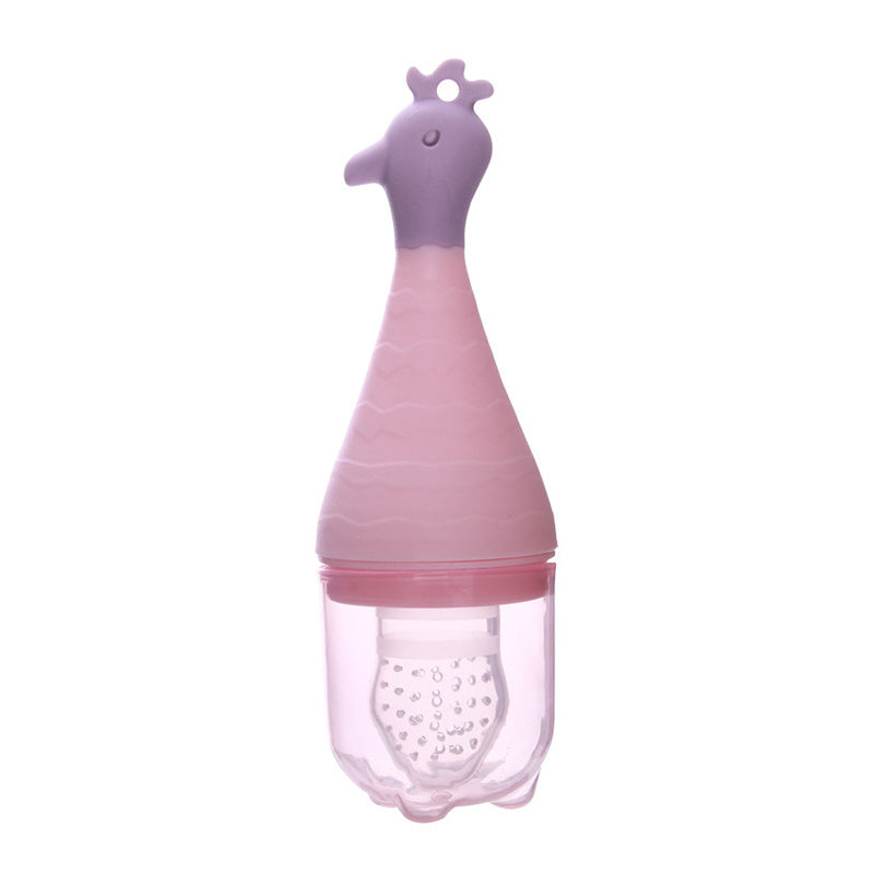 Pink and purple baby teether on a white background