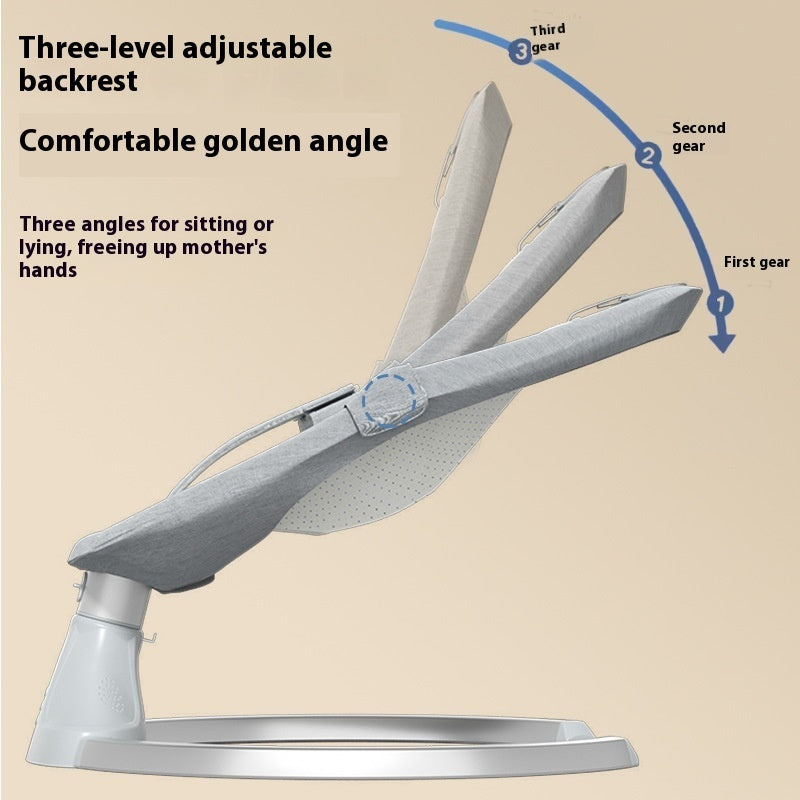 Adjustable baby seat with three-level backrest on a beige background