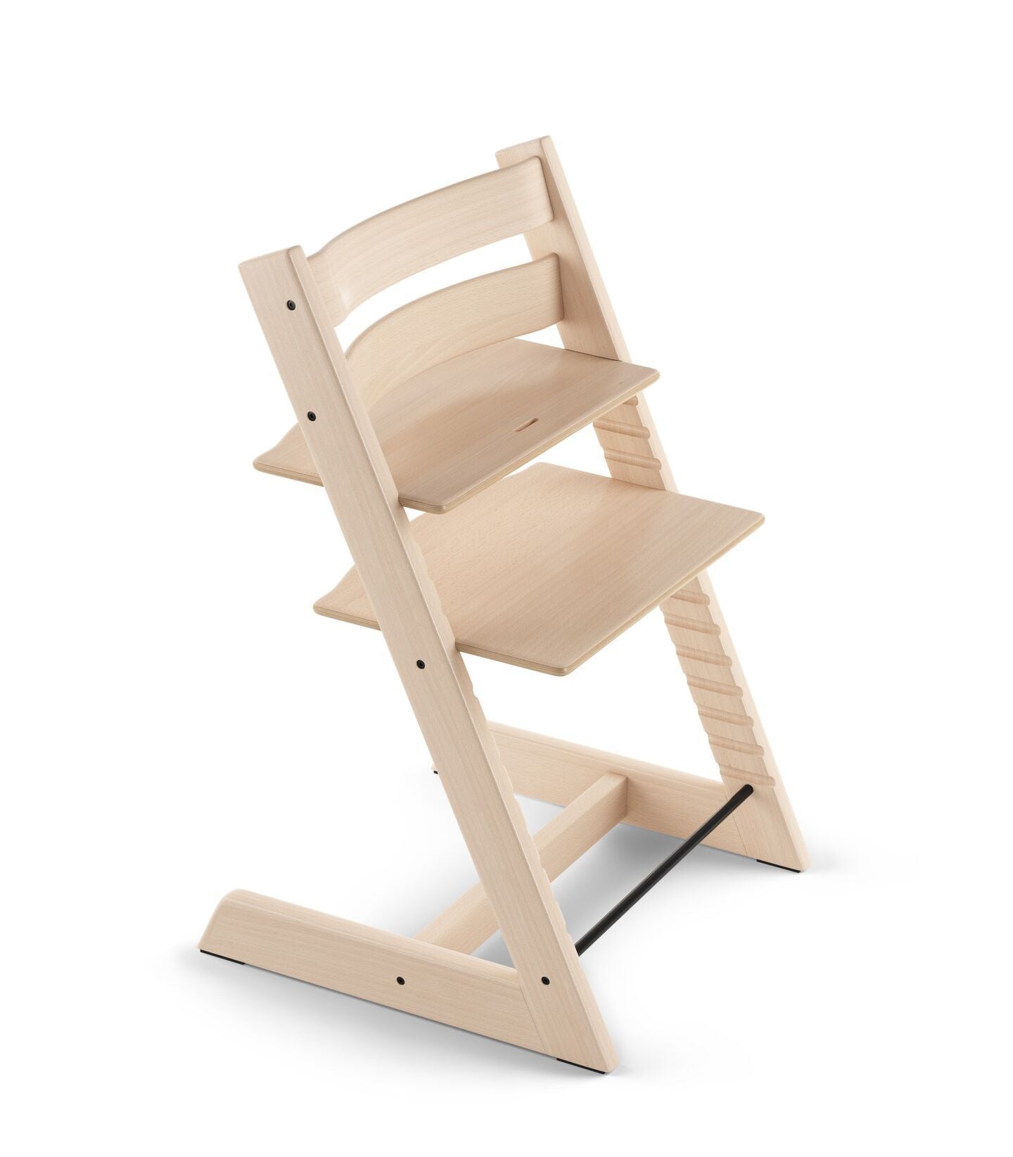 Wooden high chair on a white background