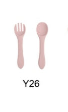 Kliral Hoogwaardige Natuurlijke 100% Voedselveilige Voedingsset – Makkelijk Af te Spoelen Lepel & Onbreekbare Rubber Vork, Vaatwasserbestendige Afbouwbenodigdheden | Veilige Babyservies voor Zelfvoeding