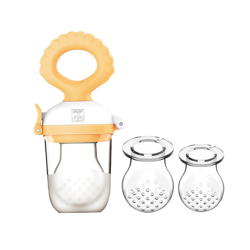 Baby food feeder with two clear containers on a white background