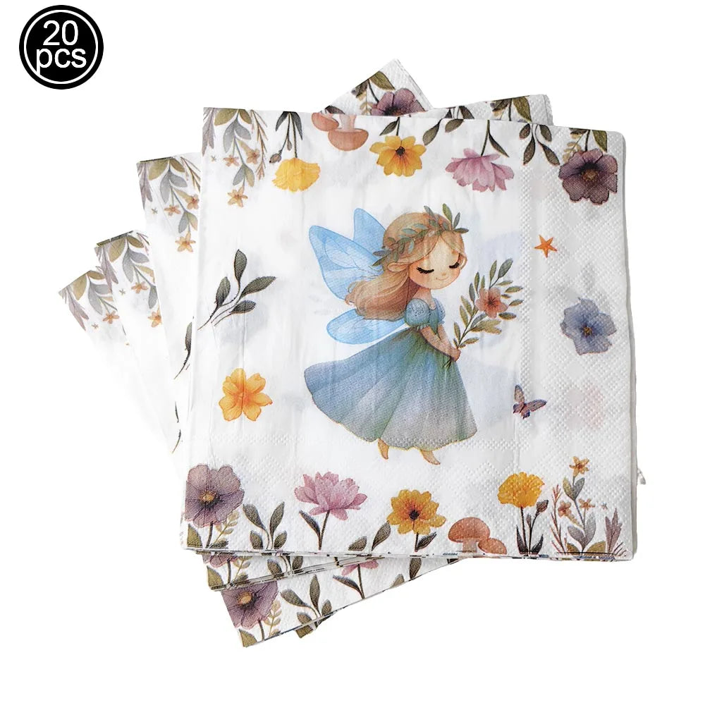 Whimsical Pink Butterfly Fairy Disposable Tableware Set – Perfect for Girls' Birthday Parties, Weddings, and Baby Showers!