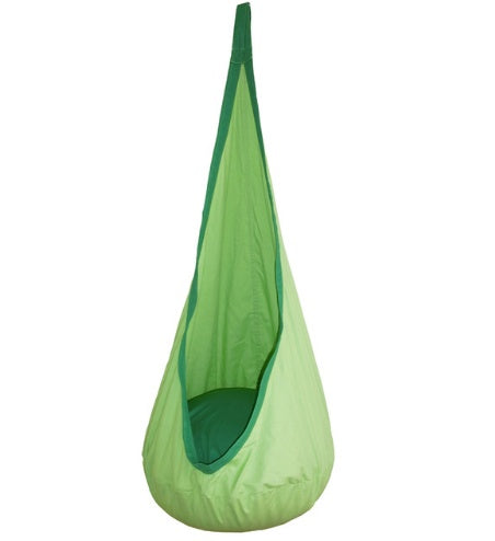 Green hanging chair on a white background