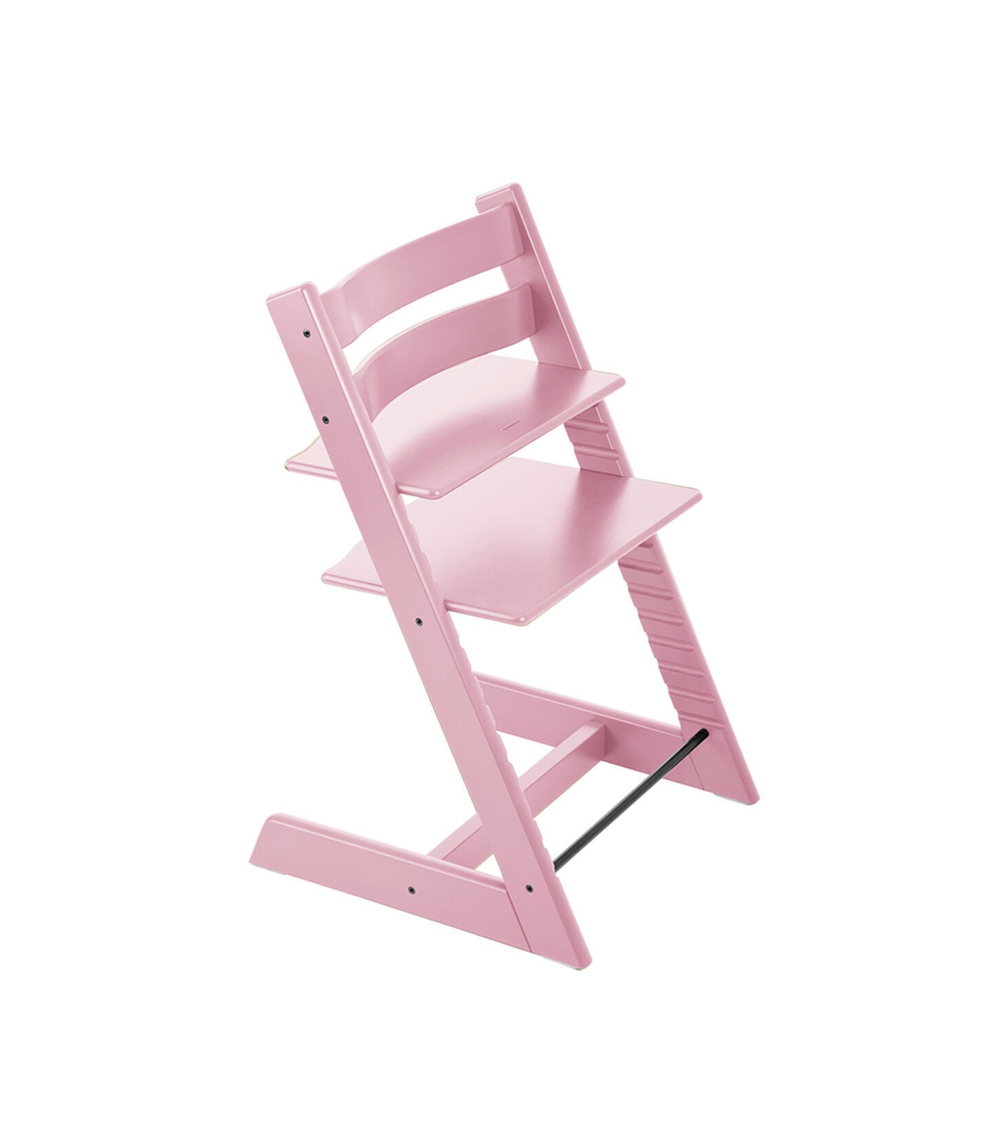 Pink children's high chair on a white background