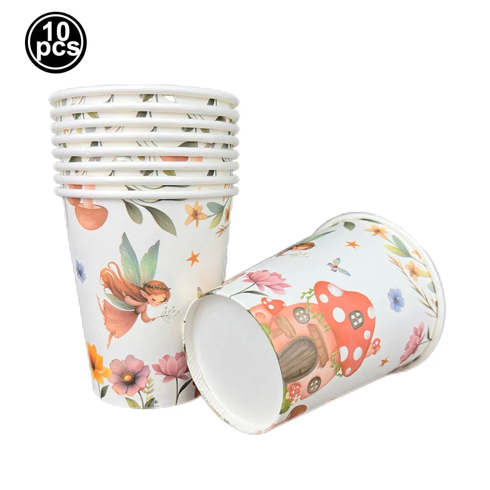 Whimsical Pink Butterfly Fairy Disposable Tableware Set – Perfect for Girls' Birthday Parties, Weddings, and Baby Showers!