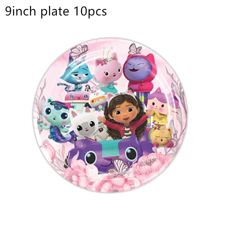 Charming Pink Gabby Dollhouse Birthday Party Supplies - Disposable Tableware, Cups, Plates, Balloons & Banners for Girls Baby Showers!
