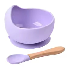 Vibrant Silicone Baby Feeding Bowl Set with Spoon - Waterproof and Easy Mealtime Solution!