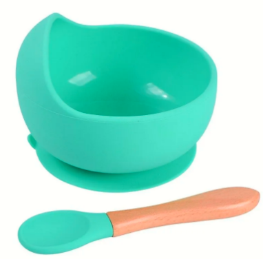 Vibrant Silicone Baby Feeding Bowl Set with Spoon - Waterproof and Easy Mealtime Solution!