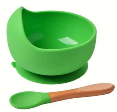 Vibrant Silicone Baby Feeding Bowl Set with Spoon - Waterproof and Easy Mealtime Solution!