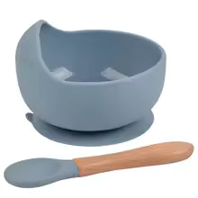 Vibrant Silicone Baby Feeding Bowl Set with Spoon - Waterproof and Easy Mealtime Solution!