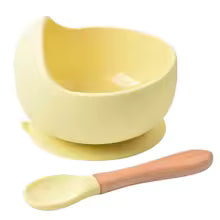 Vibrant Silicone Baby Feeding Bowl Set with Spoon - Waterproof and Easy Mealtime Solution!
