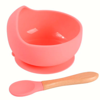 Vibrant Silicone Baby Feeding Bowl Set with Spoon - Waterproof and Easy Mealtime Solution!