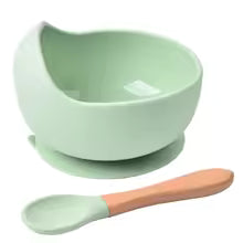 Vibrant Silicone Baby Feeding Bowl Set with Spoon - Waterproof and Easy Mealtime Solution!