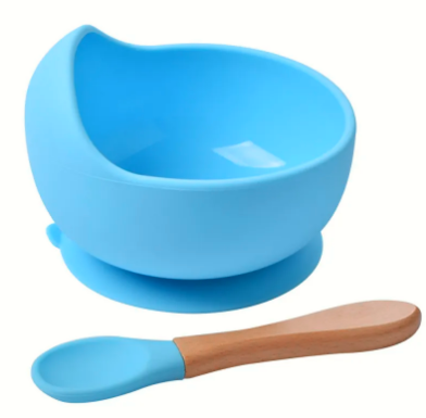 Vibrant Silicone Baby Feeding Bowl Set with Spoon - Waterproof and Easy Mealtime Solution!