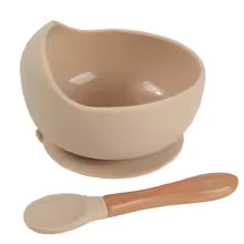 Vibrant Silicone Baby Feeding Bowl Set with Spoon - Waterproof and Easy Mealtime Solution!