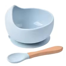 Vibrant Silicone Baby Feeding Bowl Set with Spoon - Waterproof and Easy Mealtime Solution!