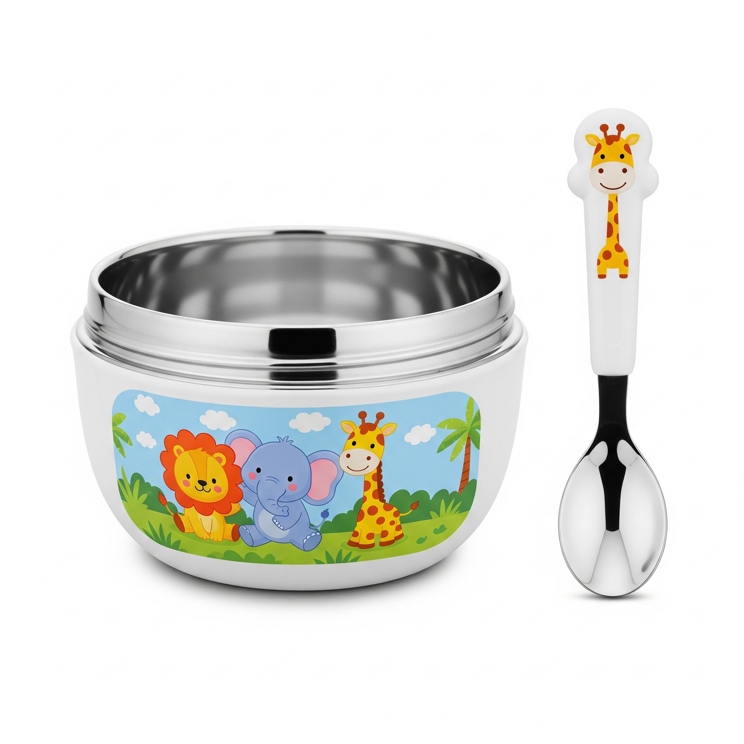 Insulated Baby Bowl Set 300ml - Stainless Steel BPA Free with Spoon