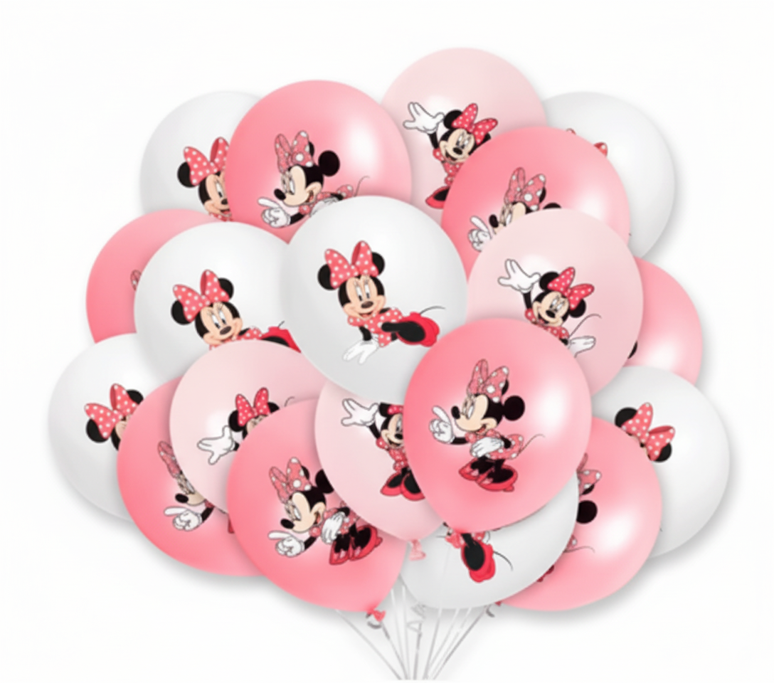 Minnie Mouse Birthday Party Essentials: Disposable Tableware, Balloons, Cups, Plates, and Tablecloth for a Magical Celebration!