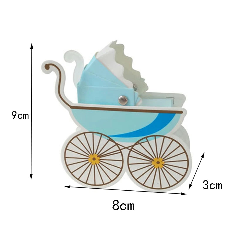 Illustration of a baby stroller with dimensions labeled on a white background