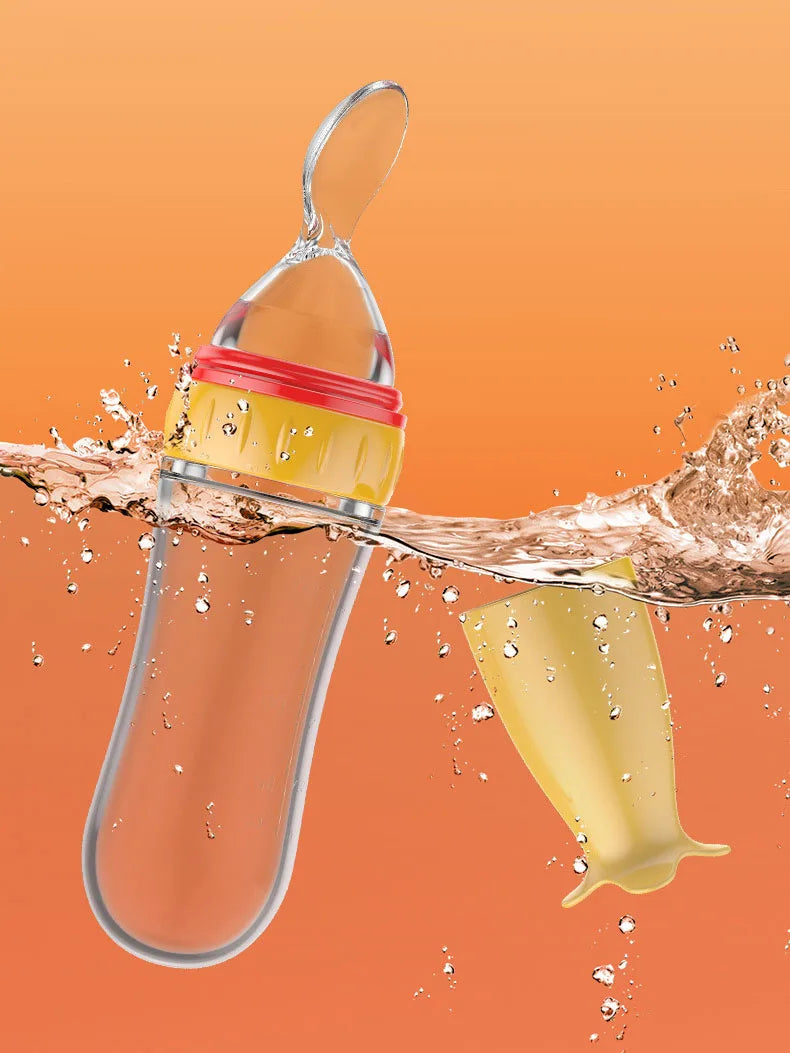 Colorful silicone bottle stopper with water splashes on an orange background