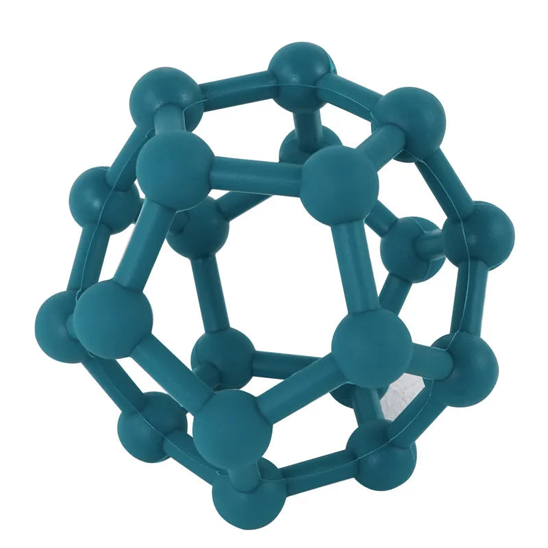 Teal molecular model on a white background