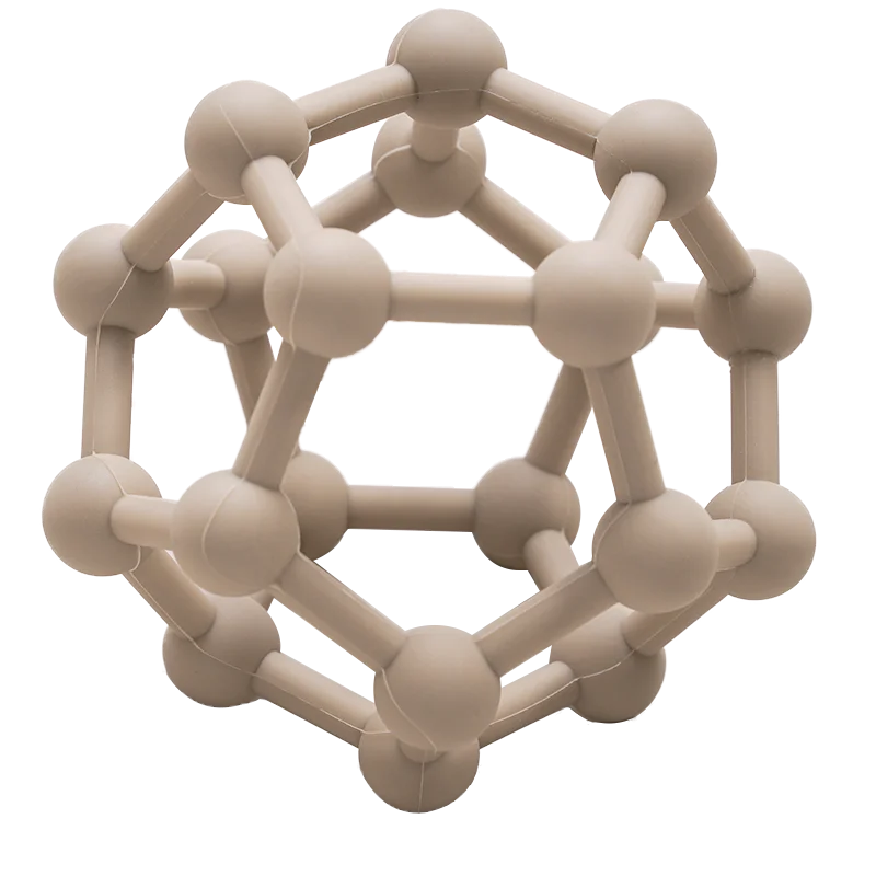 Beige molecular model on a white background