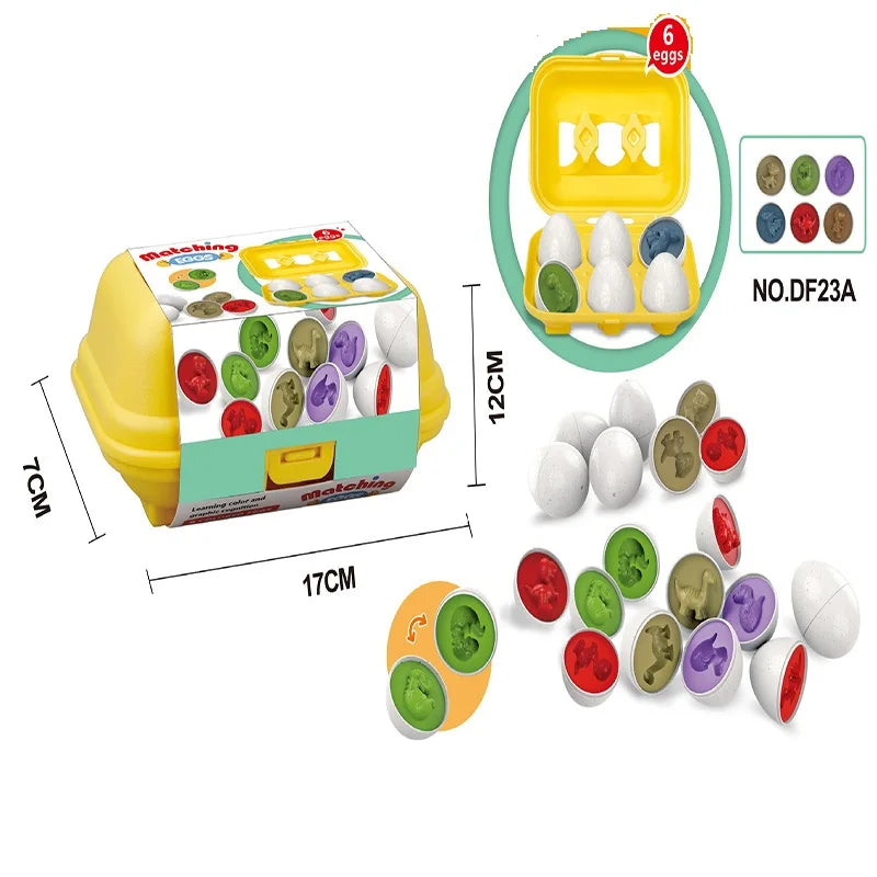Colorful toy set with matching game components and packaging on a white background