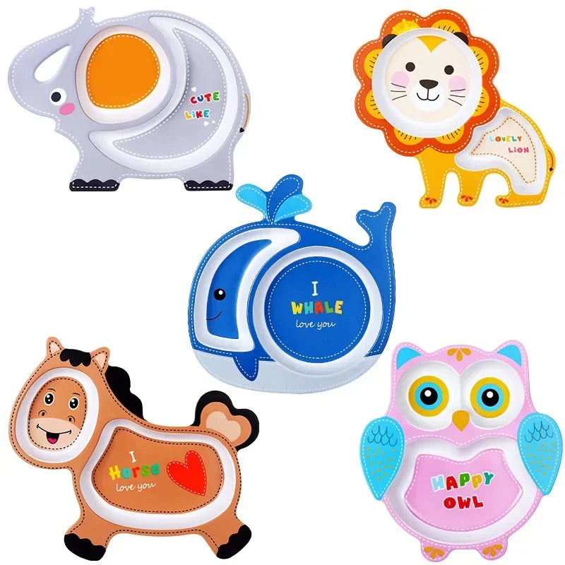 Set of five cartoon animal-shaped items on a white background