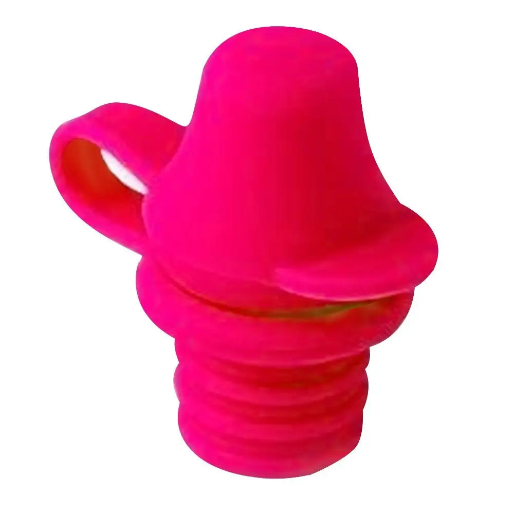 Pink silicone bottle stopper on a white background