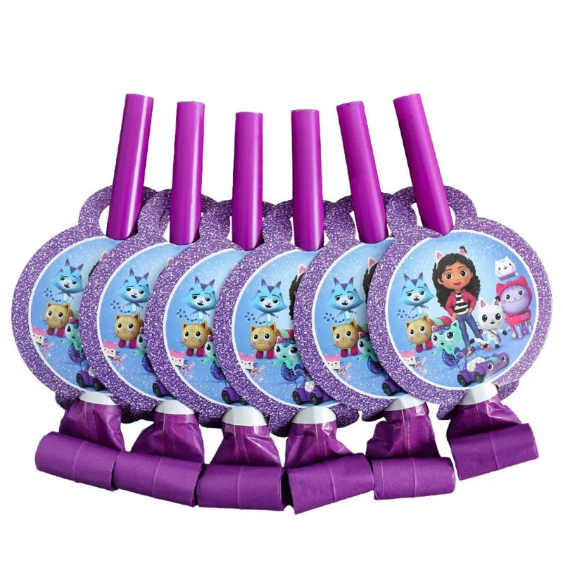 Set of party hats with cartoon character design on a white background