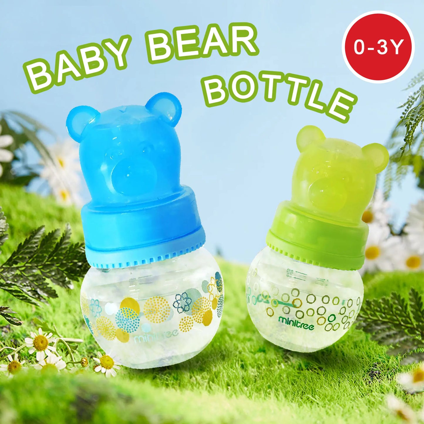 Nestacular baby bottle for 0-6 months, 60ml, standard mouth, anti-fall, leak-proof, available in blue and green.