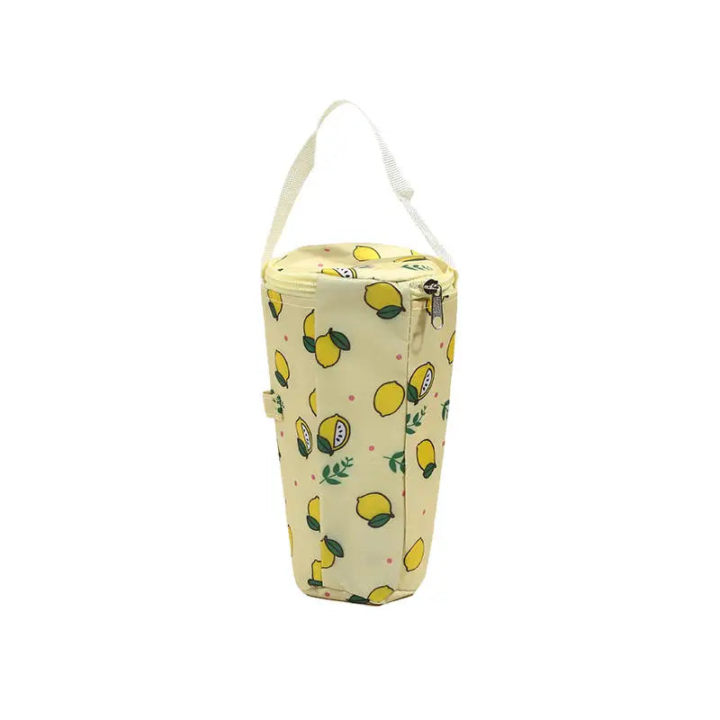  insulated bag with lemon pattern on a white background