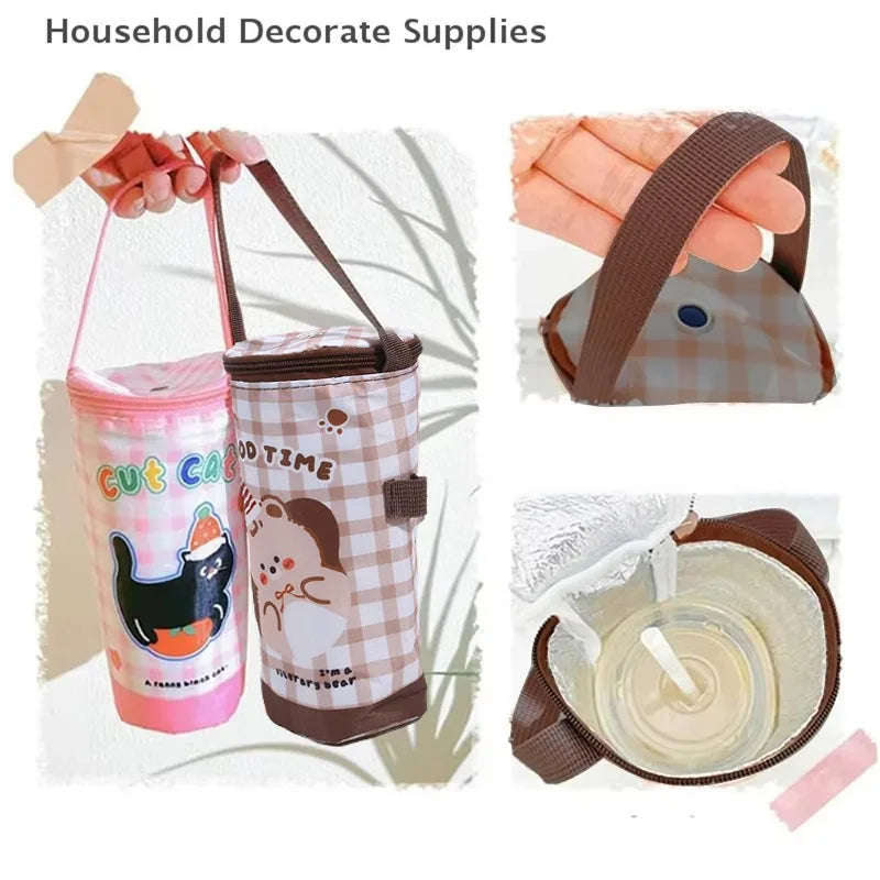 Collage of household decor items including tumblers and a bag with text 'Household Decorate Supplies'.